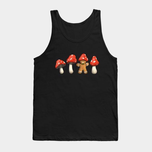 Gingerbread man with a mushroom hat Tank Top by Pafart